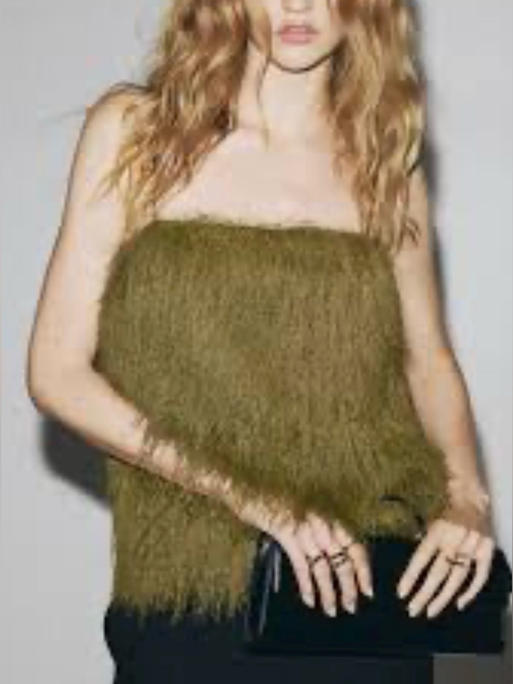 New Women’s H & M Olive Fringed Strappy Festival Bohemian Hippie Safari Top L.